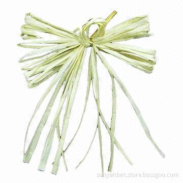 Raffia ribbon bow with twist tie for packaging decoration